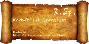 Korbélyi Szergiusz névjegykártya